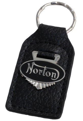 NORTON Quality Black Real Leather Keyring Oblong 