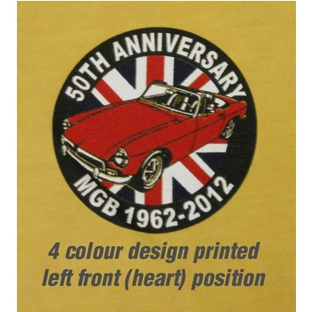 MGB 50TH ANNIVERSARY T SHIRT   MG MGBGT  